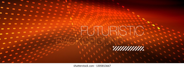 Glowing light particles in dark neon space, magic glow shiny abstract background. Vector design