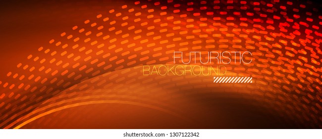 Glowing light particles in dark neon space, magic glow shiny abstract background. Vector design