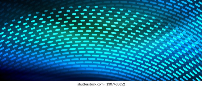 Glowing light particles in dark neon space, magic glow shiny abstract background. Vector design