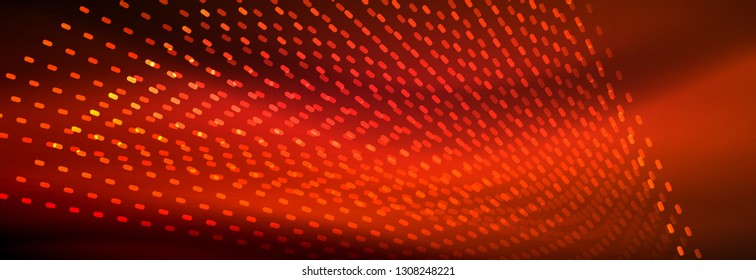 Glowing light particles in dark neon space, magic glow shiny abstract background. Vector design