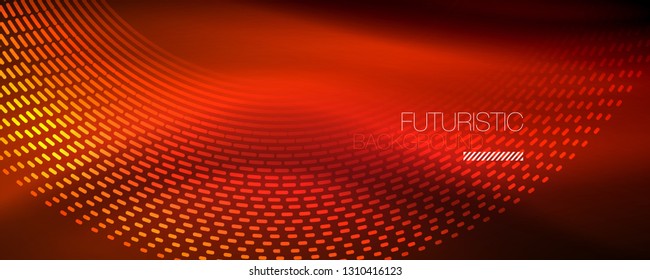 Glowing light particles in dark neon space, magic glow shiny abstract background. Vector design