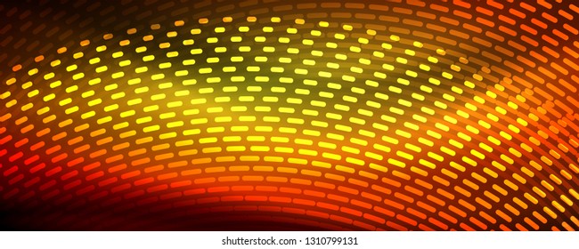 Glowing light particles in dark neon space, magic glow shiny abstract background. Vector design