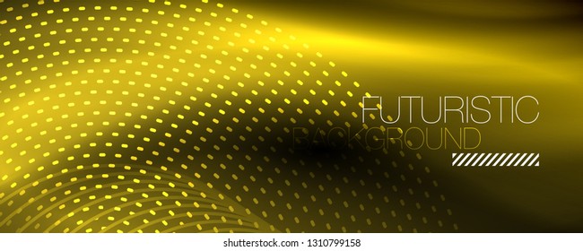 Glowing light particles in dark neon space, magic glow shiny abstract background. Vector design