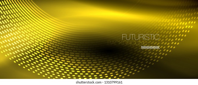 Glowing light particles in dark neon space, magic glow shiny abstract background. Vector design