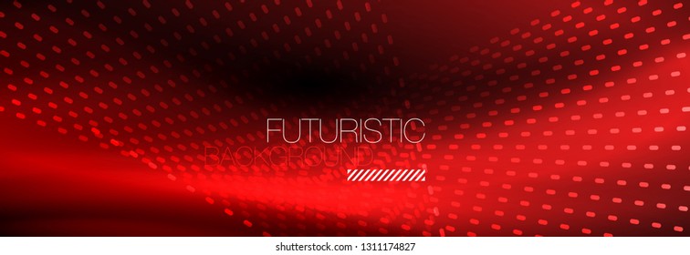 Partículas de luz brillantes en el espacio de neón oscuro, fondo abstracto brillante mágico. Diseño de vectores