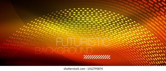Glowing light particles in dark neon space, magic glow shiny abstract background. Vector design