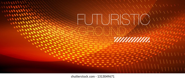 Glowing light particles in dark neon space, magic glow shiny abstract background. Vector design