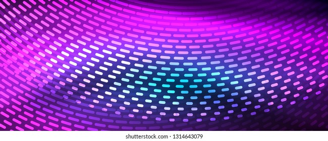 Glowing light particles in dark neon space, magic glow shiny abstract background. Vector design