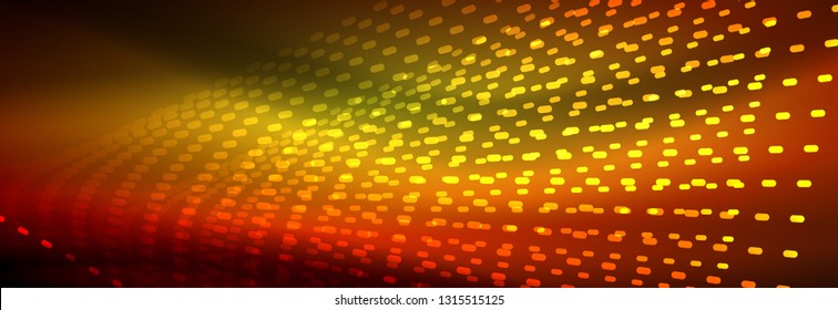 Glowing light particles in dark neon space, magic glow shiny abstract background. Vector design