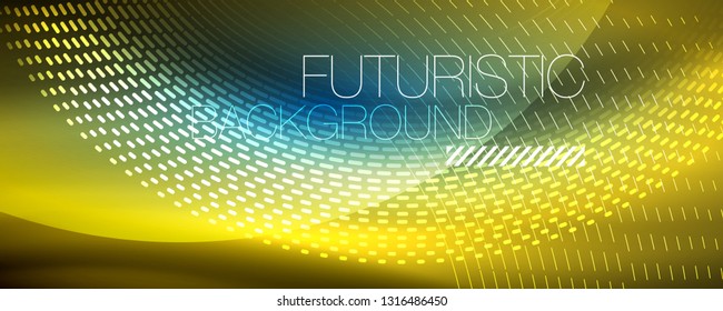 Glowing light particles in dark neon space, magic glow shiny abstract background. Vector design