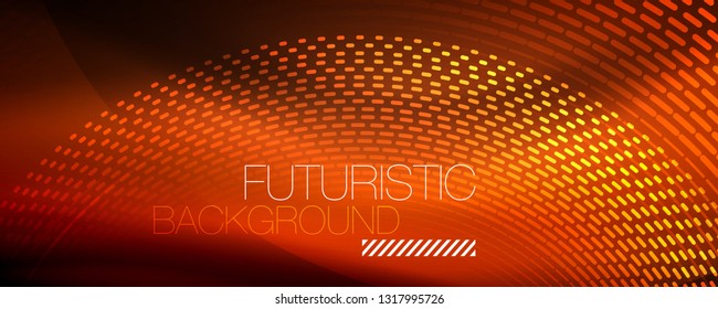 Glowing light particles in dark neon space, magic glow shiny abstract background. Vector design