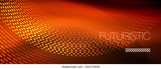 Glowing light particles in dark neon space, magic glow shiny abstract background. Vector design