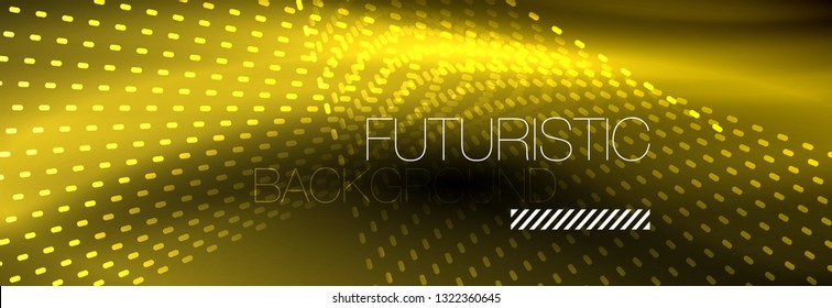 Glowing light particles in dark neon space, magic glow shiny abstract background. Vector design