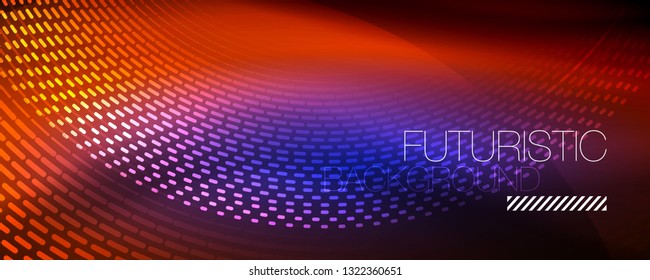 Glowing light particles in dark neon space, magic glow shiny abstract background. Vector design