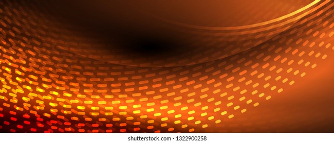 Glowing light particles in dark neon space, magic glow shiny abstract background. Vector design