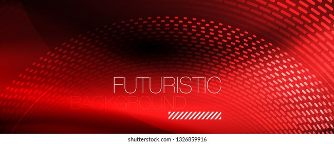 Glowing light particles in dark neon space, magic glow shiny abstract background. Vector design