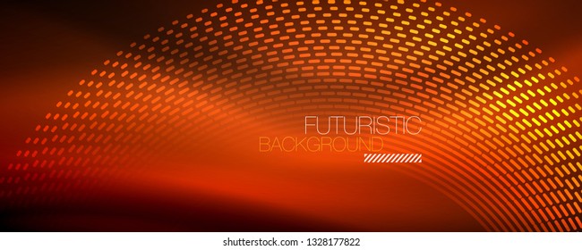 Glowing light particles in dark neon space, magic glow shiny abstract background. Vector design