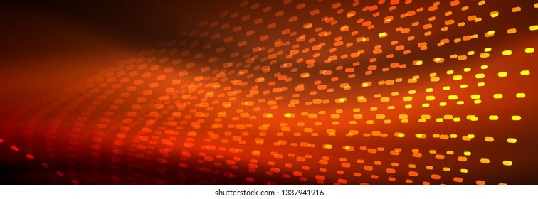 Glowing light particles in dark neon space, magic glow shiny abstract background. Vector design