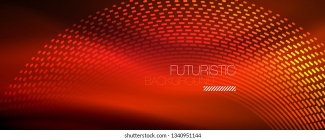 Glowing light particles in dark neon space, magic glow shiny abstract background. Vector design