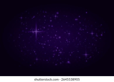 Glowing light particles and star flares scattered across dark background. Soft dreamy light sparkles for festive or magical visuals.
