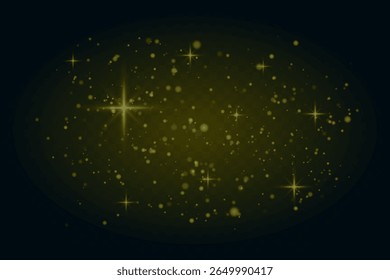 Glowing light particles and star flares scattered across dark background. Soft dreamy light sparkles for festive or magical visuals.
