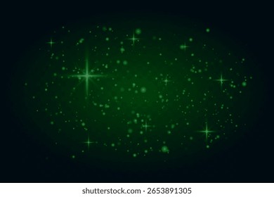 Glowing light particles and star flares scattered across dark background. Soft dreamy light sparkles for festive or magical visuals.