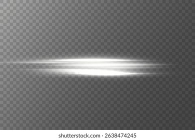 Glowing light. Light rays, dust particles with light. Horizontal neon lines. Bright flash. Vector EPS 10.