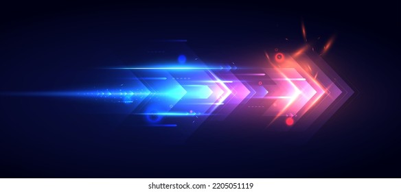 Glowing light speed lines movement futuristic background.