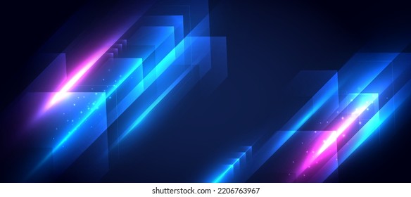 Glowing light speed lines movement futuristic background.