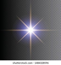 Glowing light and star. Isolated on transparent background.light explodes. Sparkling magical dust particles. Bright star, sparkles Transparent shining sun, flash Vector Light effect