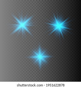 Glowing Light Star with Sparkles. Blue Light effect. Vector illustration
