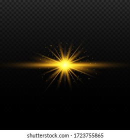 Glowing Light Star with Sparkles. Golden Light effect. Vector illustration
