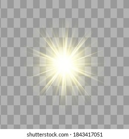 Glowing Light Star with Sparkles. Golden Light effect. Vector illustration
