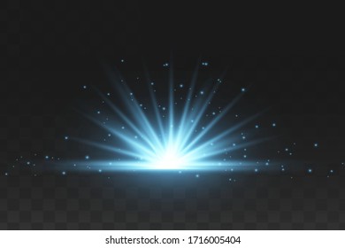 Glowing Light Stars with Sparkles. Blue Light effect. Vector illustration