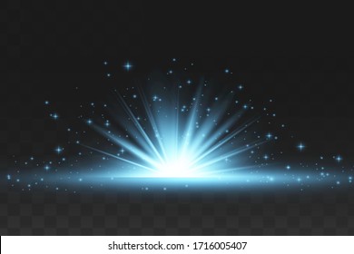 Glowing Light Stars with Sparkles. Blue Light effect. Vector illustration