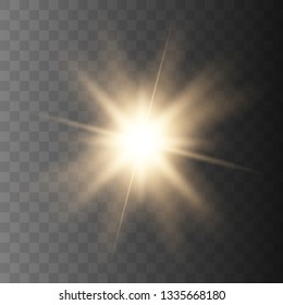 Glowing Light Stars with Sparkles. Golden Light effect. Vector illustration 