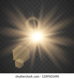 Glowing Light Stars with Sparkles. Golden Light effect. Vector illustration