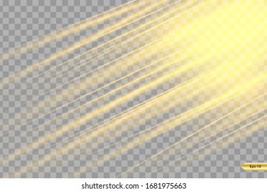 Glowing Light Stars with Sparkles. Golden Light effect. Vector illustration
