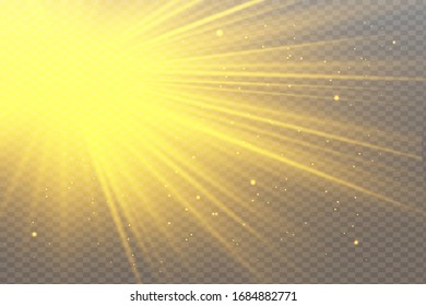 Glowing Light Stars with Sparkles. Golden Light effect. Vector illustration