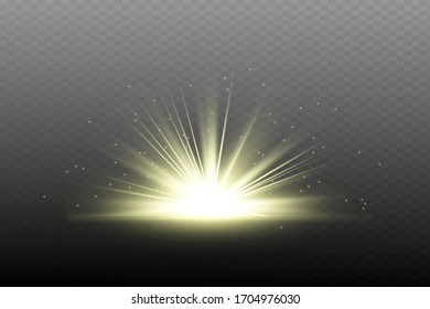 Glowing Light Stars with Sparkles. Golden Light effect. Vector illustration