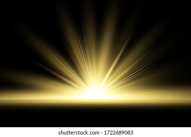 Glowing Light Stars with Sparkles. Golden Light effect. Vector illustration
