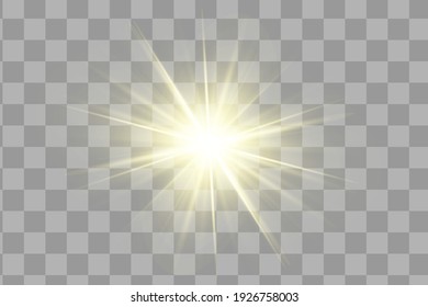 Glowing Light Stars with Sparkles. Golden Light effect. Vector illustration