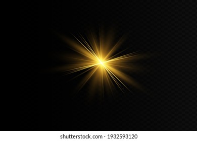 Glowing Light Stars with Sparkles. Golden Light effect. Vector illustration