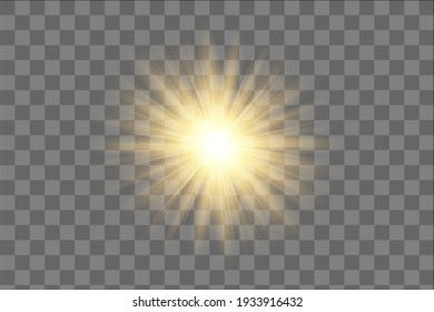 Glowing Light Stars with Sparkles. Golden Light effect. Vector illustration