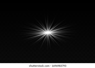 Glowing Light Stars with Sparkles. White Light effect. Vector illustration