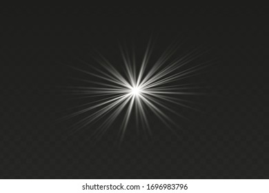 Glowing Light Stars with Sparkles. White Light effect. Vector illustration