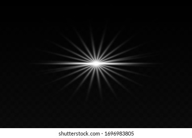 Glowing Light Stars with Sparkles. White Light effect. Vector illustration