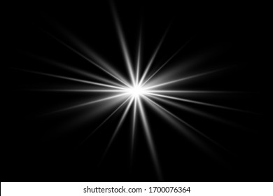 Glowing Light Stars with Sparkles. White Light effect. Vector illustration