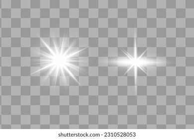 Glowing Light Stars with Sparkles. Write Light effect. Vector illustration