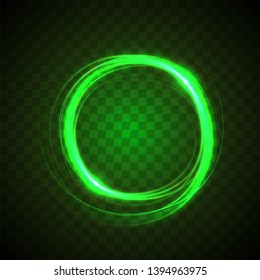 Glowing light vector effect. Green light.